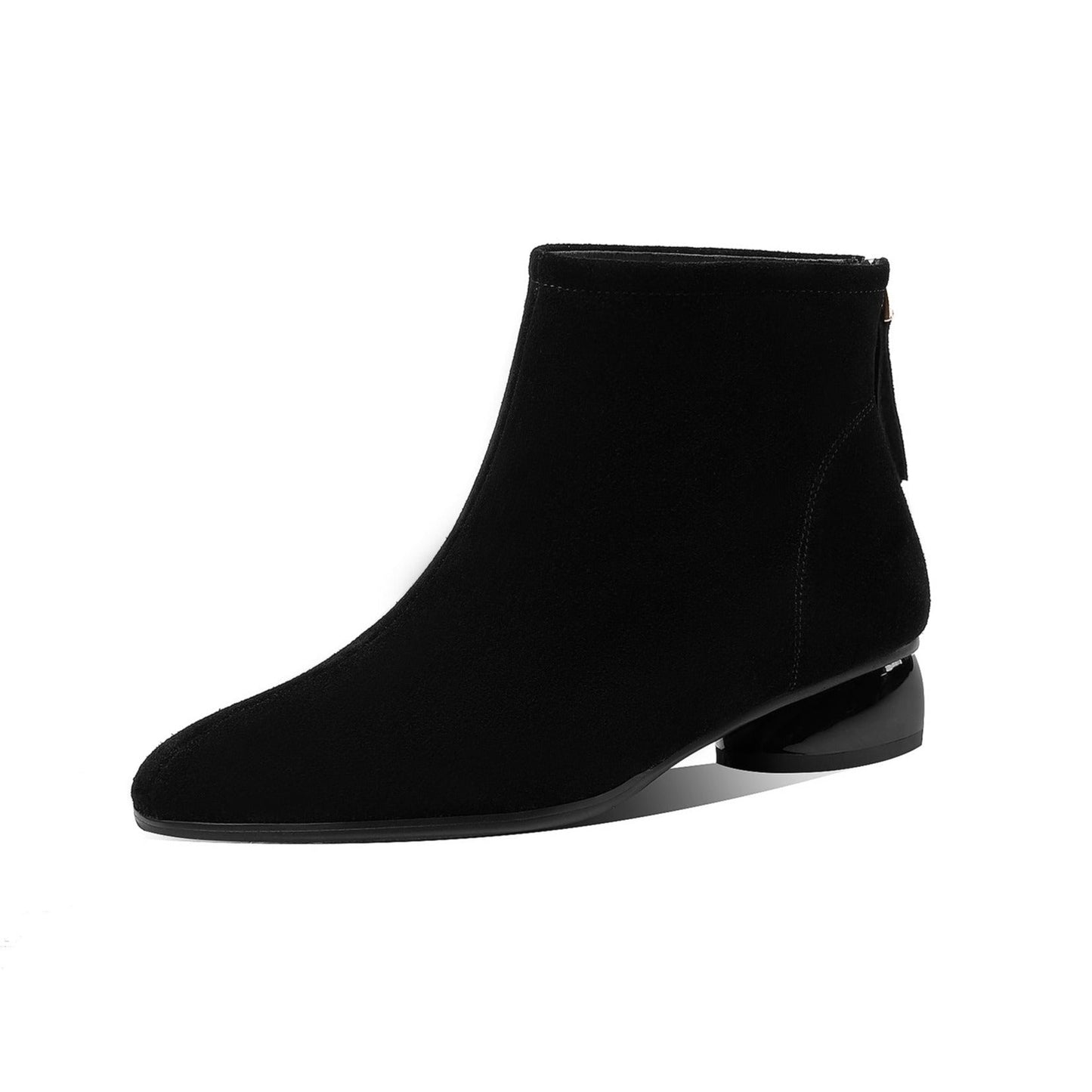 Nine Seven Women's Round Toe Suede Leather Handmade Back Zipper Casual Flat Ankle Boots