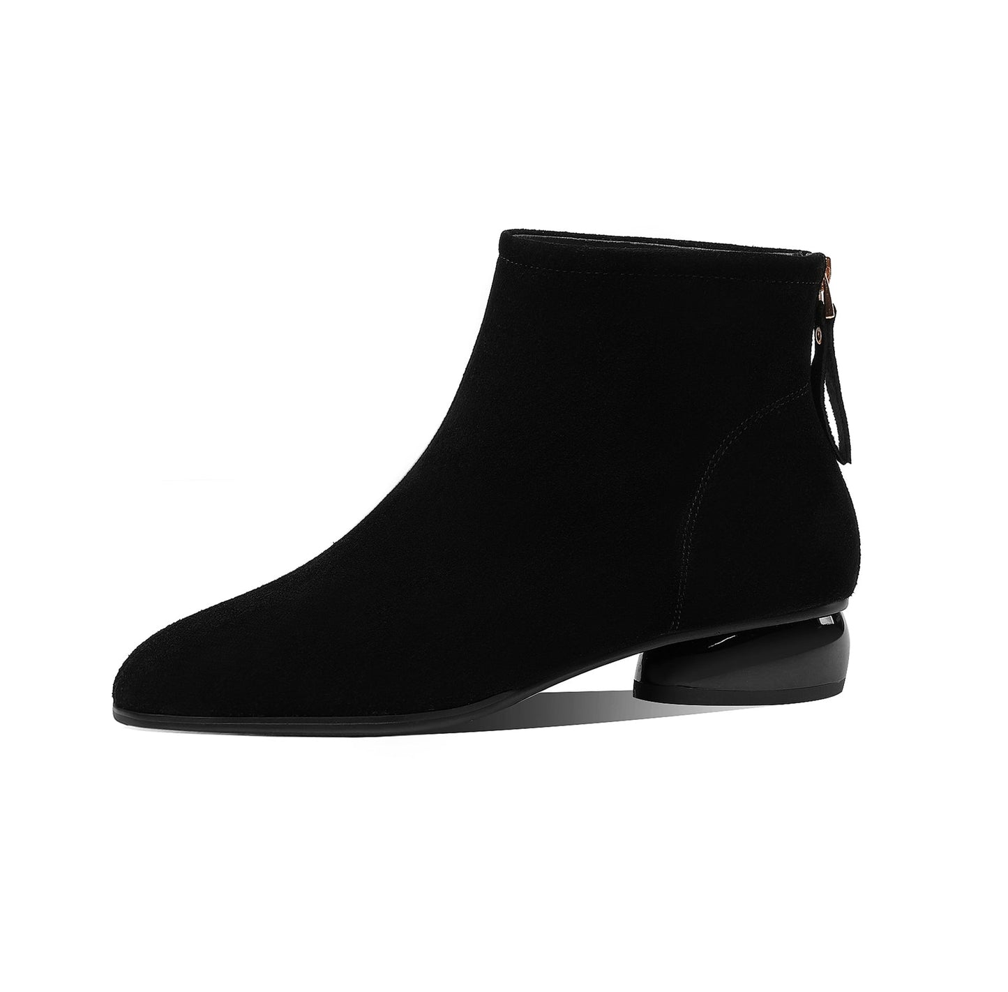 Nine Seven Women's Round Toe Suede Leather Handmade Back Zipper Casual Flat Ankle Boots