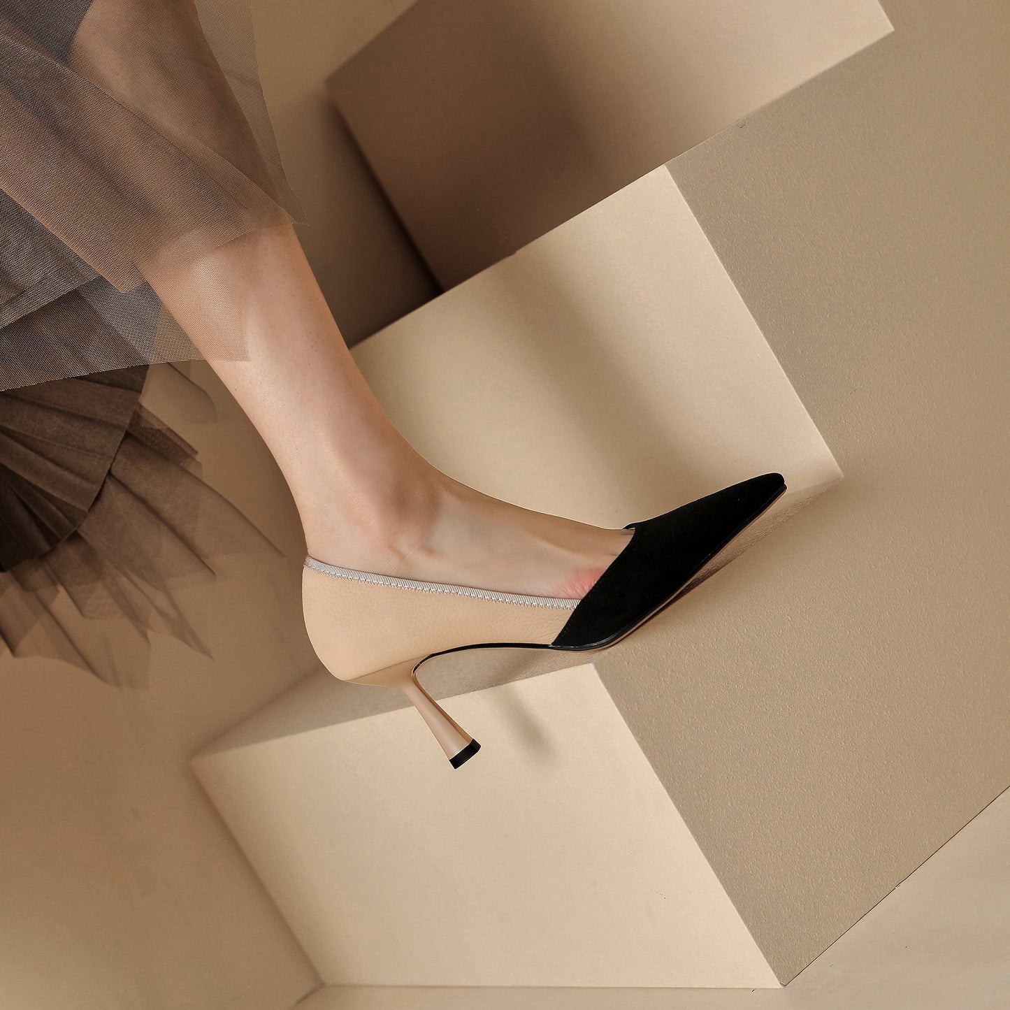 Nine Seven Women's Handmade Assorted Leather Pointed Toe Kitten Heel Slip On Elegant Pumps