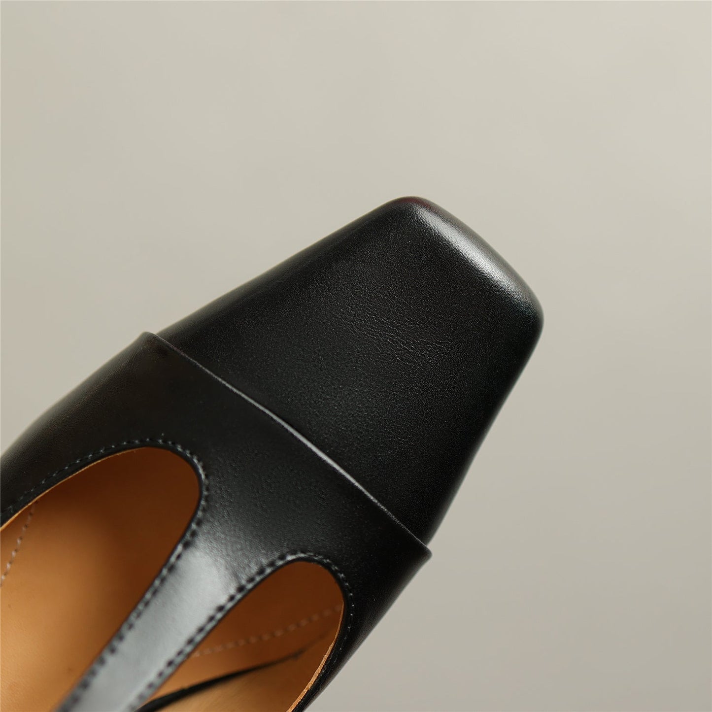 Nine Seven Women's Square Toe Handmade T-Strap Genuine Leather Low Chunky Heel Vintage Pumps Shoes