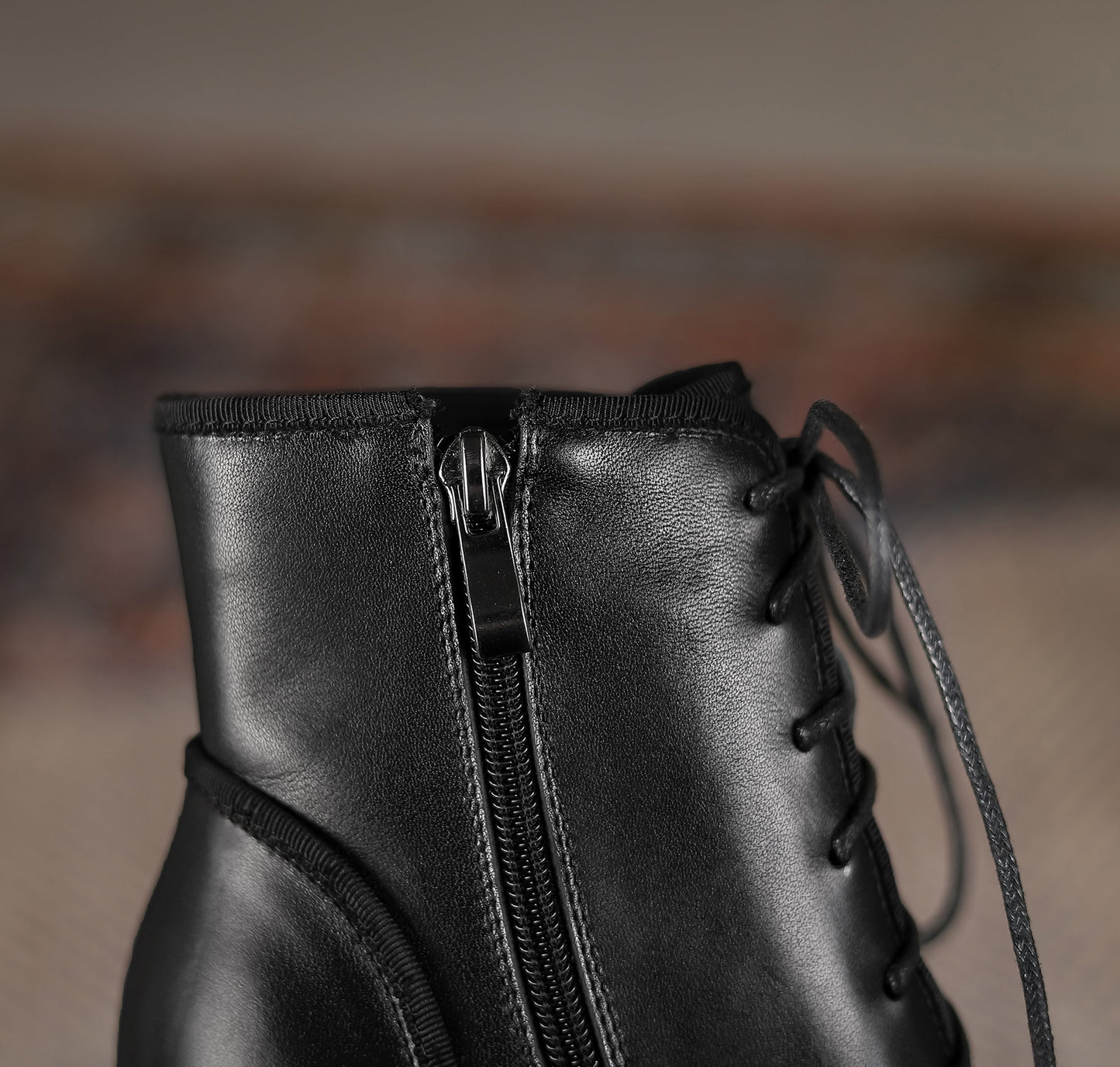 Nine Seven Handmade Women's Genuine Leather Platform Front Lace Up Side Zipper Square Toe High Block Heel Ankle Boots