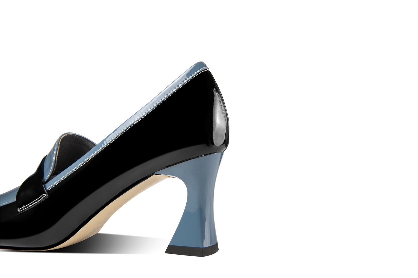 Nine Seven Women's Handmade Glossy Patent Leather Spool Heel Pointy Toe Pumps with Modern Assorted Color