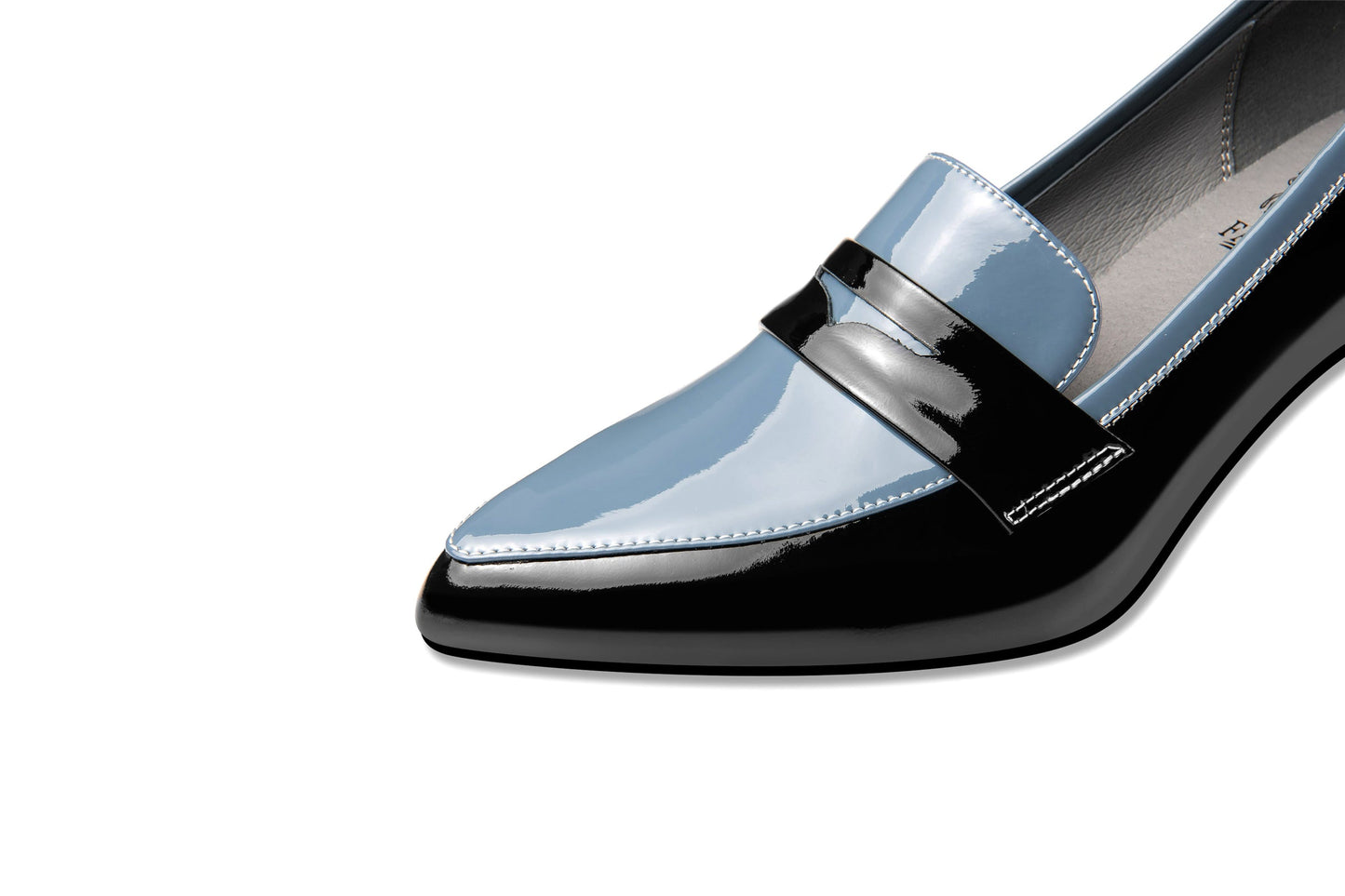 Nine Seven Women's Handmade Glossy Patent Leather Spool Heel Pointy Toe Pumps with Modern Assorted Color