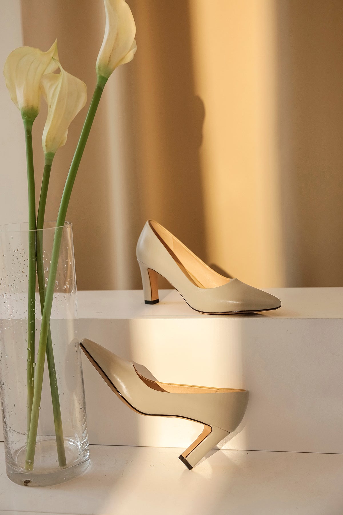 Nine Seven Genuine Leather Women's Handmade Closed Pointed Toe High Chunky Heel Slip On Loafer Pump Shoes