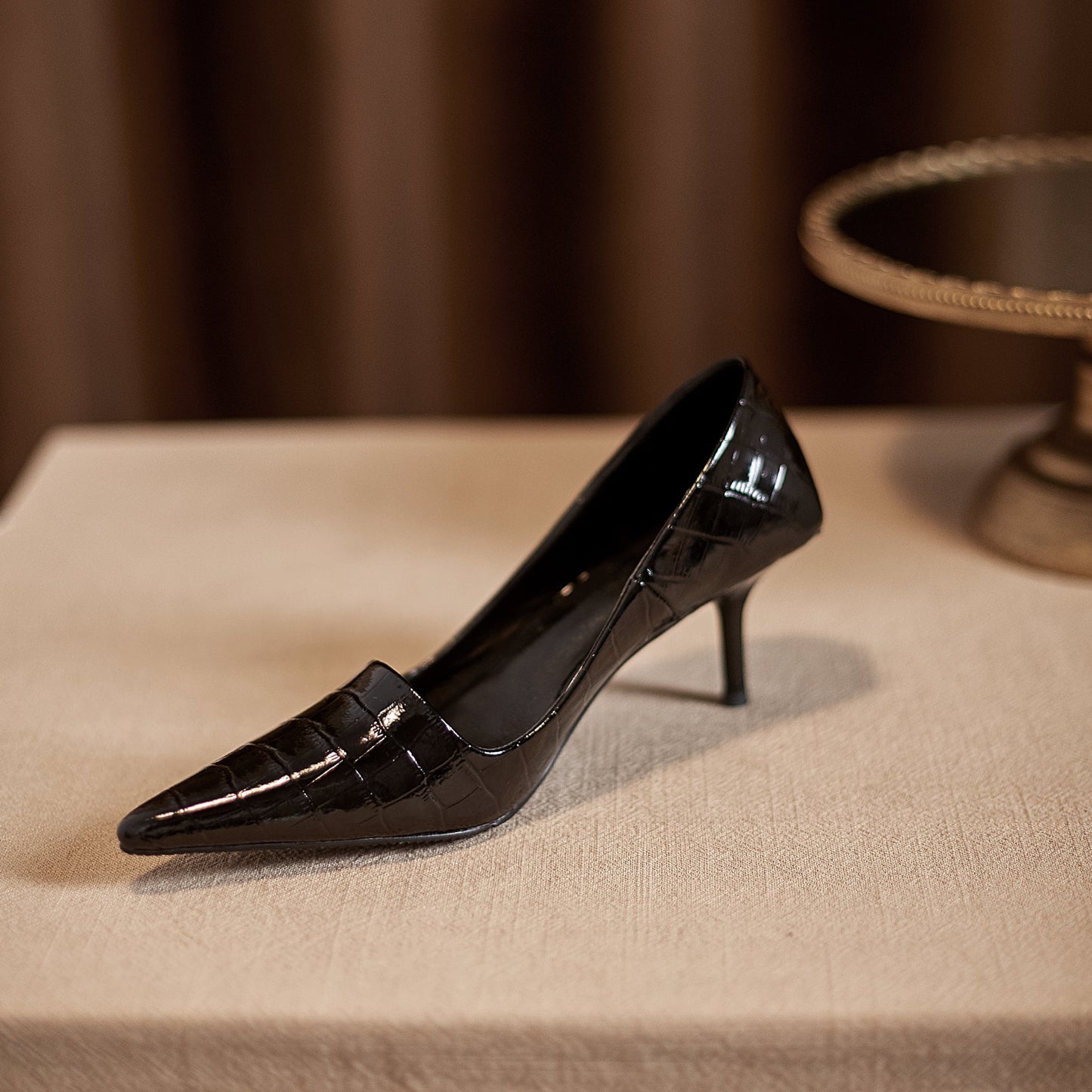 Nine Seven Women's Genuine Leather Handmade Pointed Toe Mid Stiletto Heel Slip On Loafer Pumps