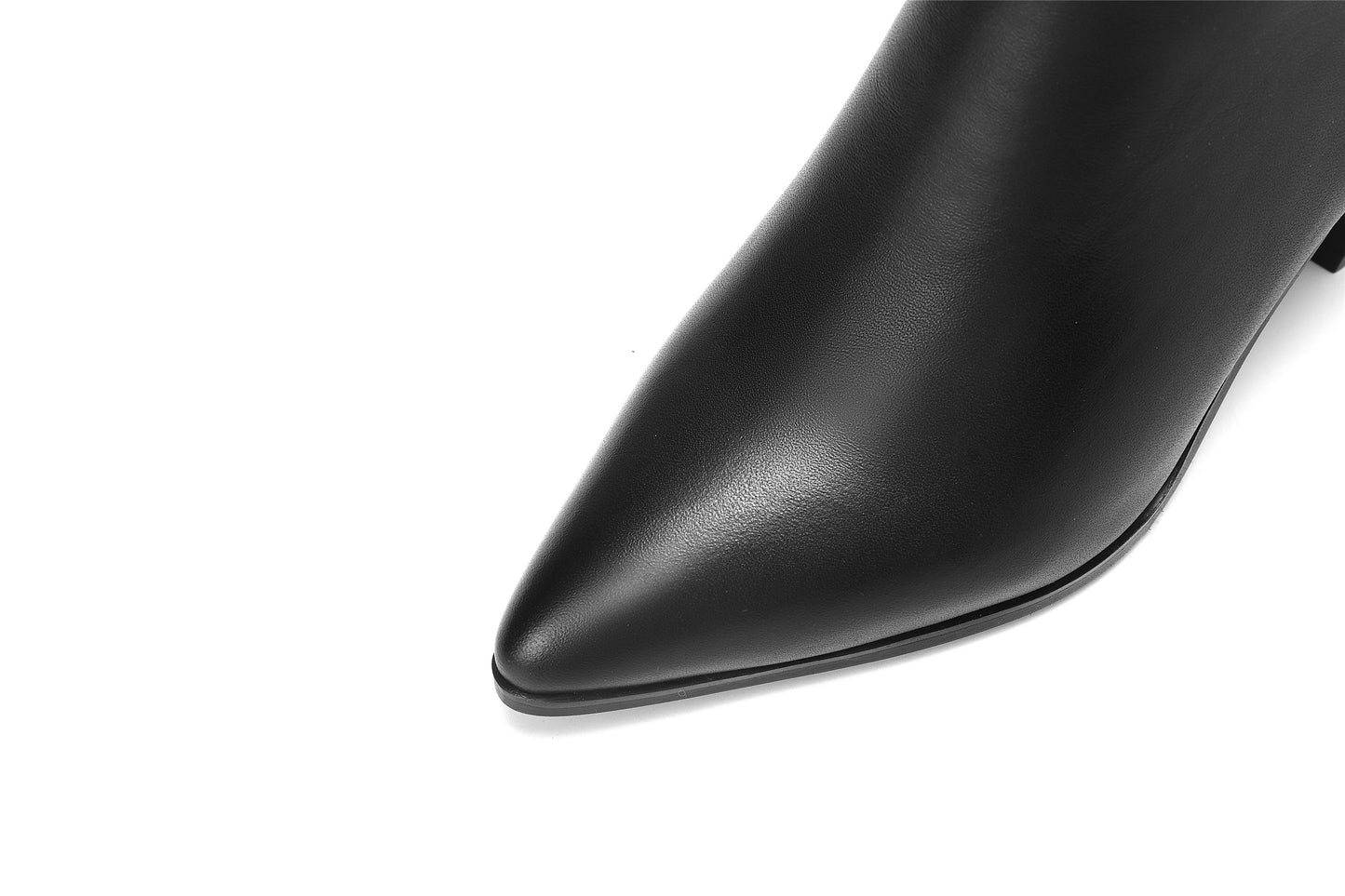 Nine Seven Women's Genuine Leather Pointed Toe Handmade Chunky Heel Zip Up Stylish Crumpled Knee High Boots