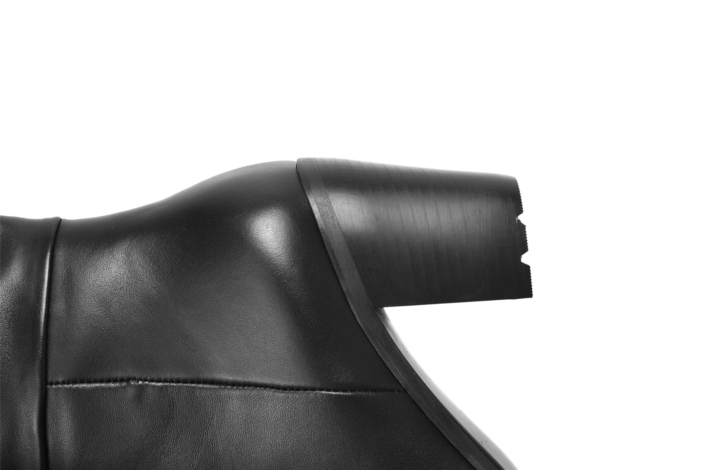 Nine Seven Women's Genuine Leather Pointed Toe Handmade Chunky Heel Zip Up Stylish Crumpled Knee High Boots