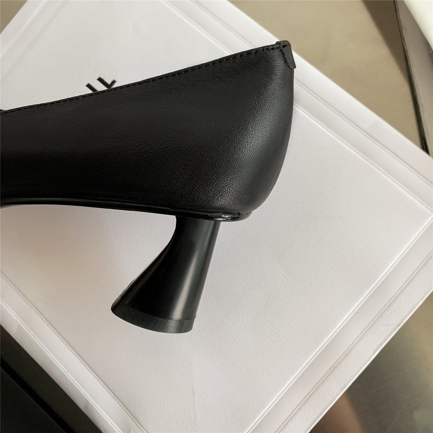 Nine Seven Women's Handmade Genuine Leather Pointed Toe Mid Heel Office Lady Slip On Pumps Shoes