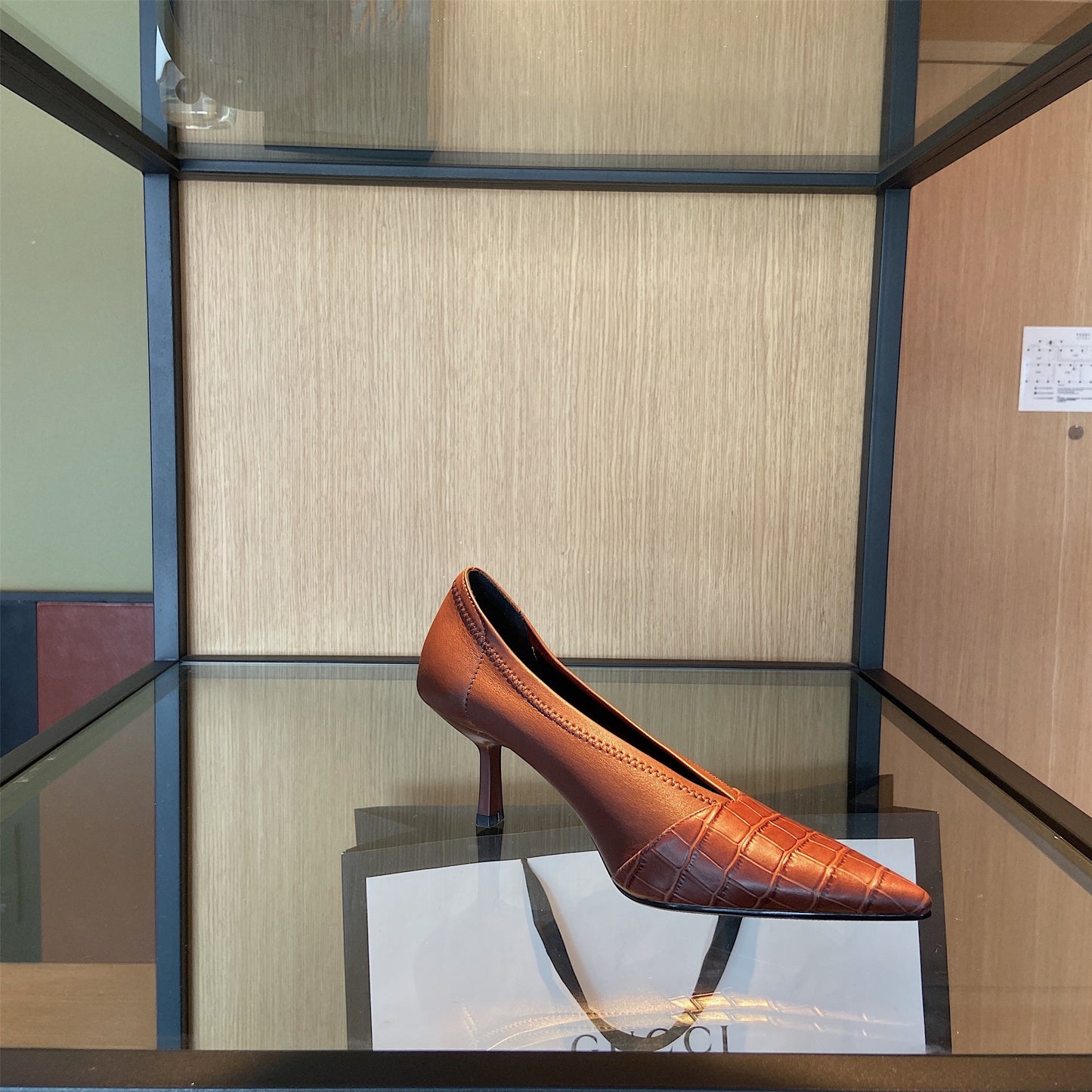 Nine Seven Genuine Leather Women's Handmade Clear Pointed Toe Mid Stiletto Heel Stylish Slip On Loafer Pump Shoes