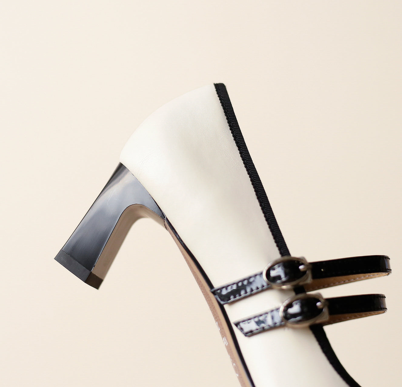 Nine Seven Patent and Genuine Leather Women's Handmade Cap-Toe Mid Heel Assorted Color Mary Jane Pumps with Double Buckles