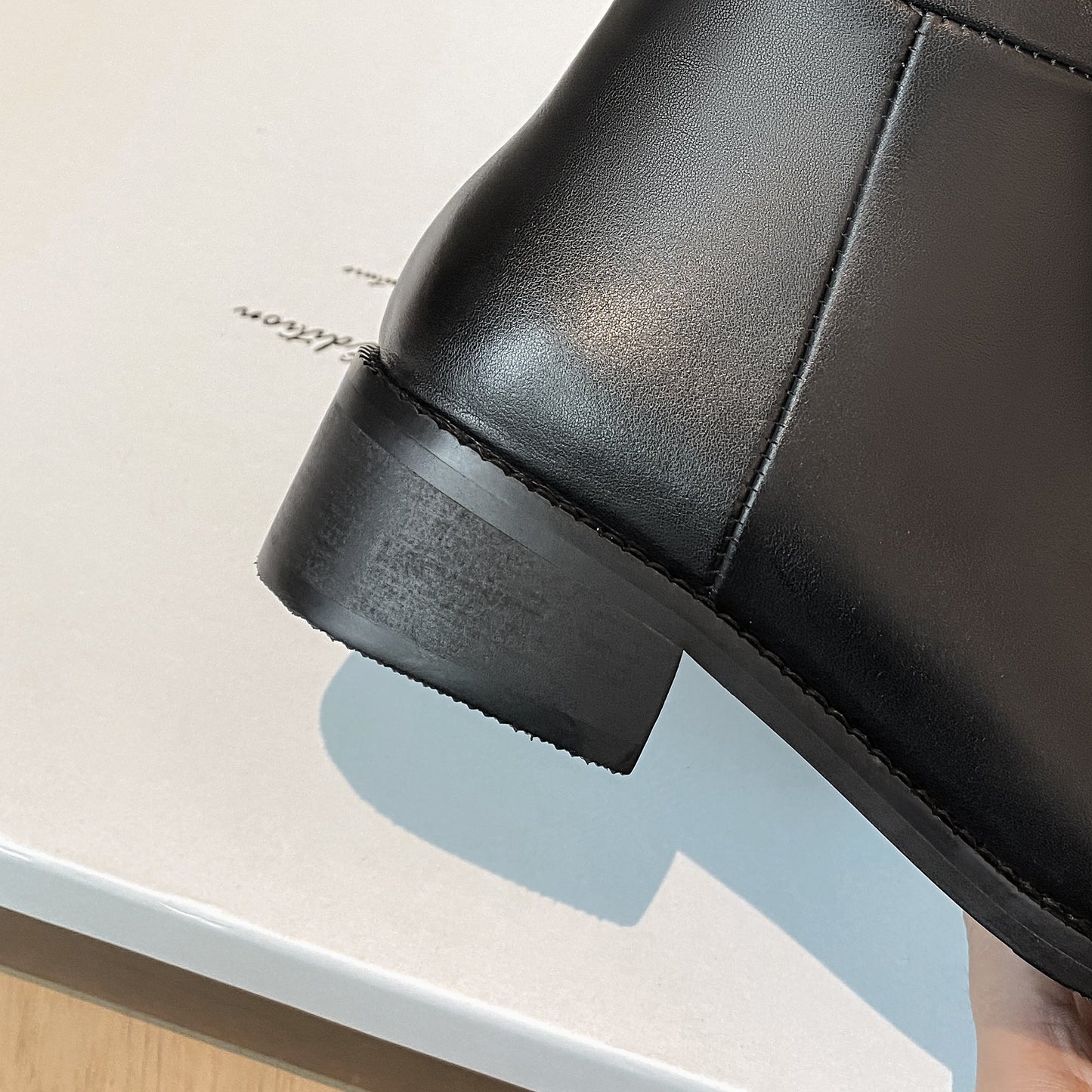 Nine Seven Handmade Women's Genuine Leather Comfortable Chunky Heel Side Zip Up Classic Square Toe Stylish Knee-High Boots