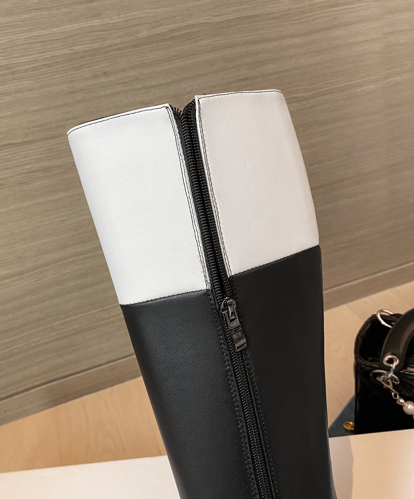 Nine Seven Handmade Women's Genuine Leather Comfortable Chunky Heel Side Zip Up Classic Square Toe Stylish Knee-High Boots