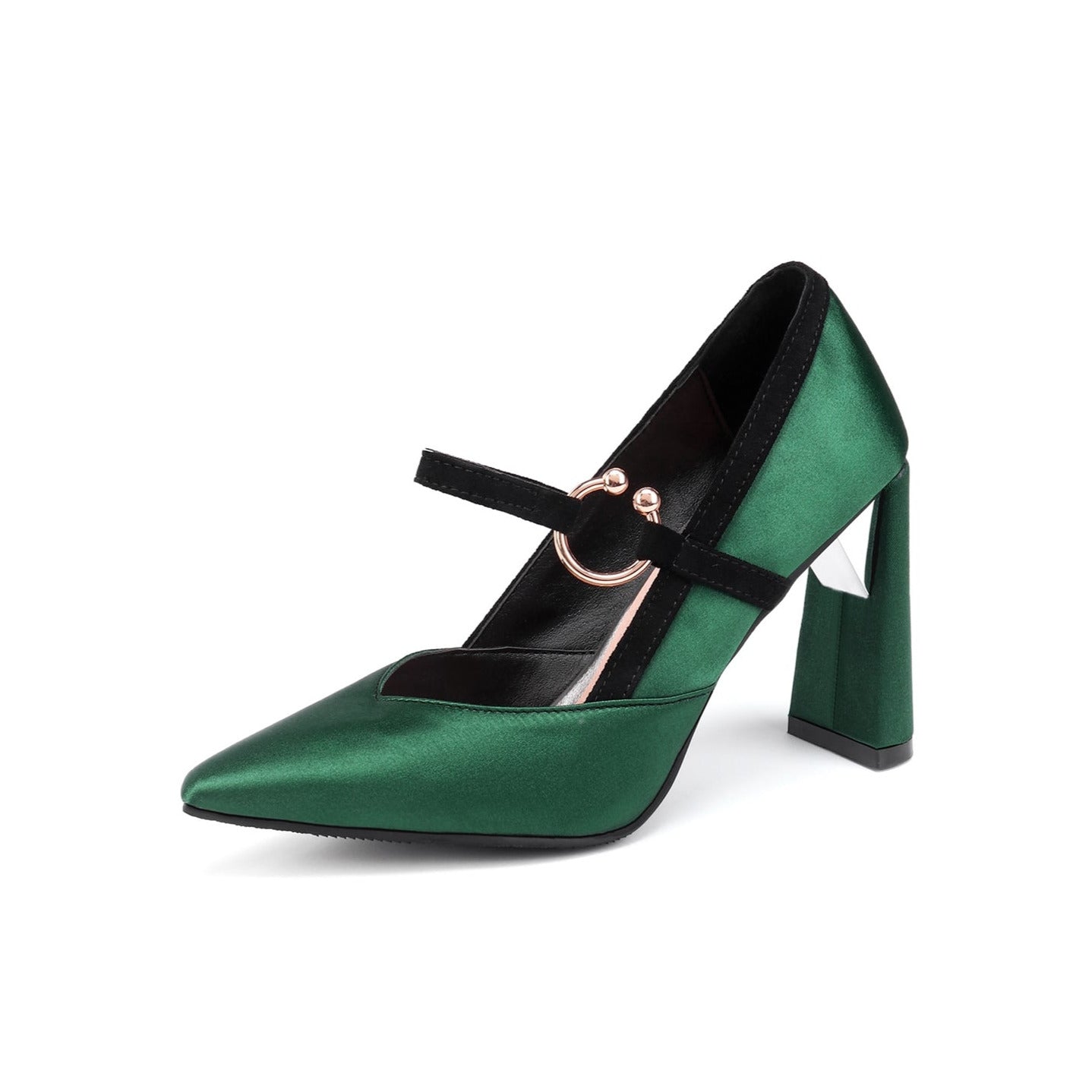 Nine Seven Women's Handmade Pointed Toe Unique Band High Heel Mary Jane Pumps Shoes