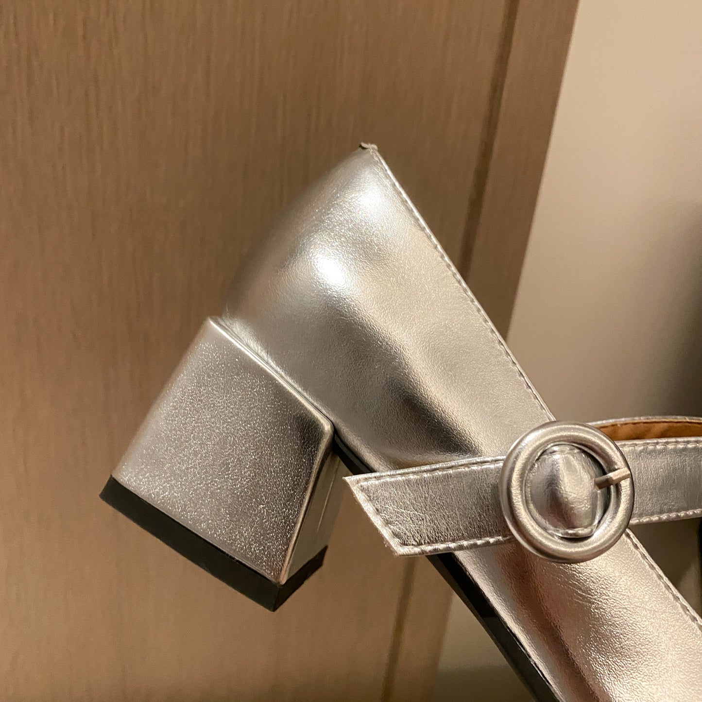 Nine Seven Handmade Women's Patent Leather Square Toe Buckle Low Chunky Heel Mary Janes Pumps Shoes