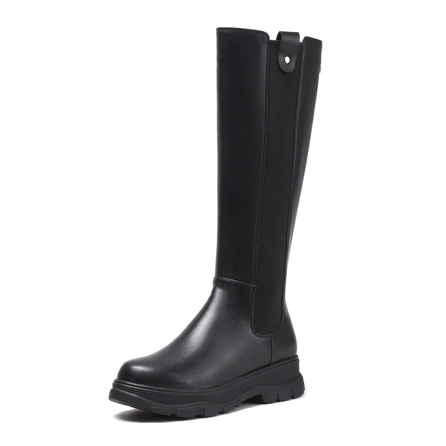 Nine Seven Women's Genuine Leather Round Toe Handmade Platform Back Zipper Stylish Knee High Boots