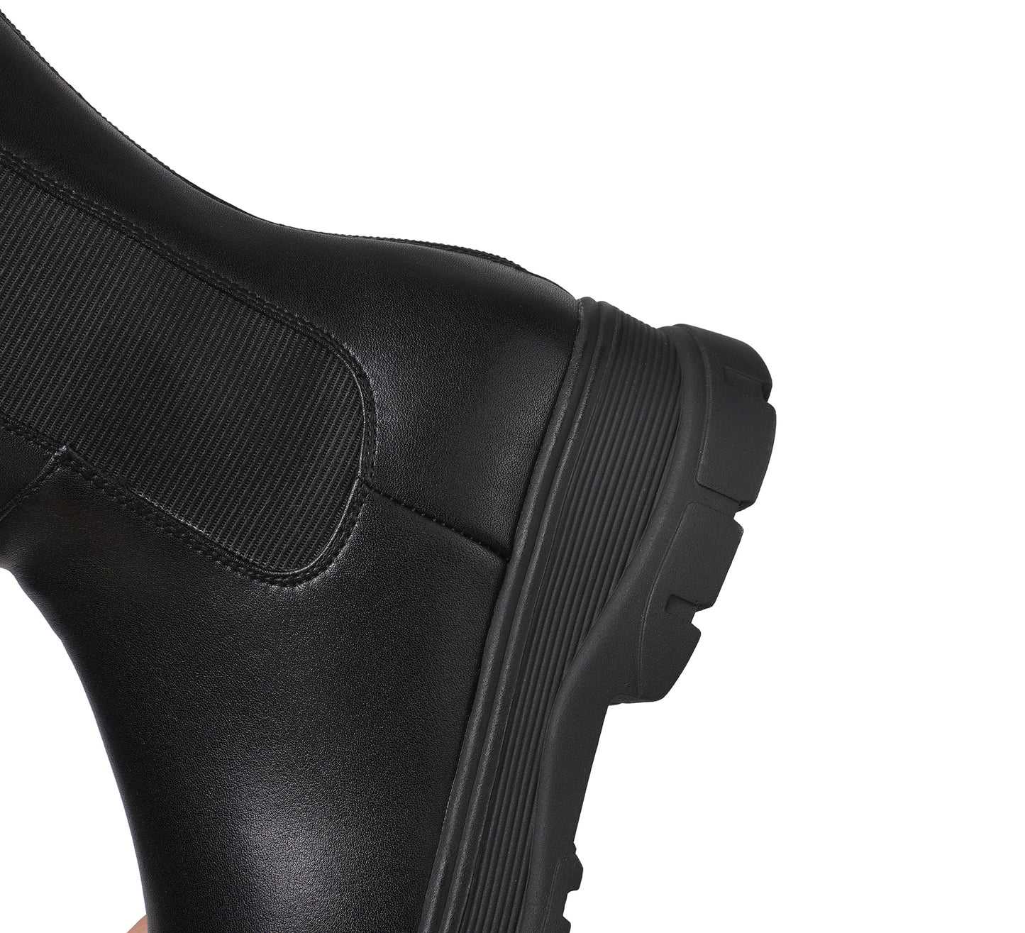 Nine Seven Women's Genuine Leather Round Toe Handmade Platform Back Zipper Stylish Knee High Boots