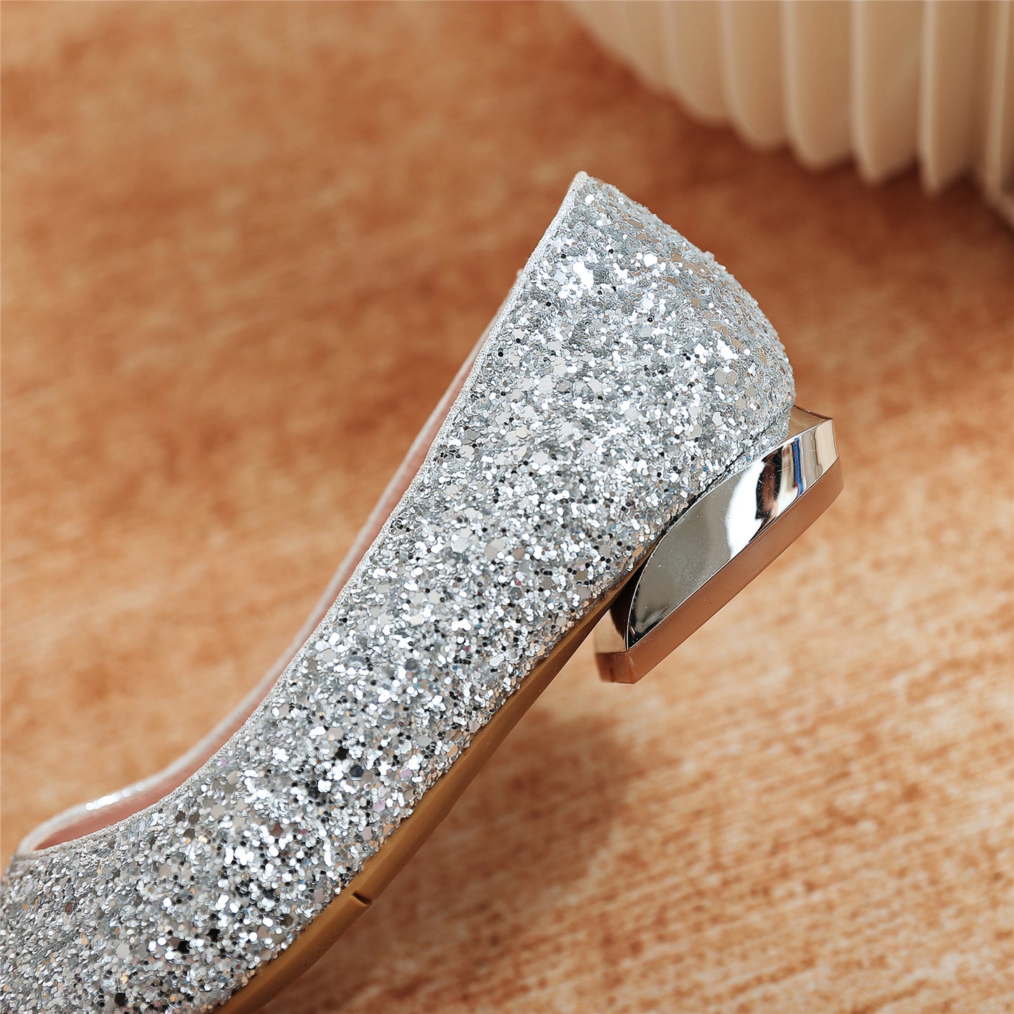 Nine Seven Handmade Women's Glitter Pointed Toe Slip On Flat Weeding Shoes