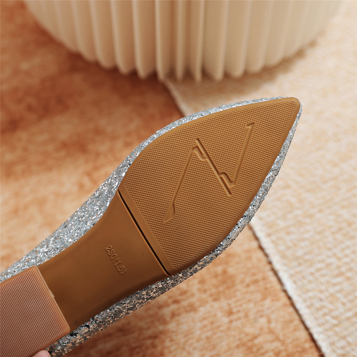 Nine Seven Handmade Women's Glitter Pointed Toe Slip On Flat Weeding Shoes