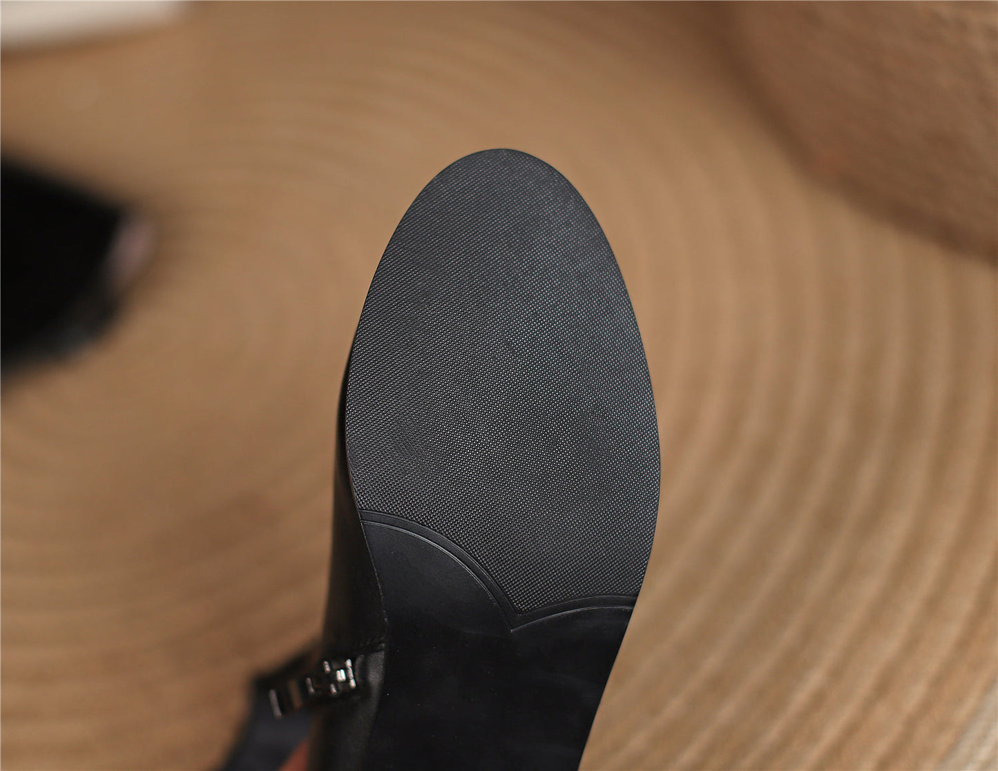 Nine Seven Women's Square Toe Genuine Leather Handmade Zipper Chunky Heels Trendy Knee High Boots with Buckles