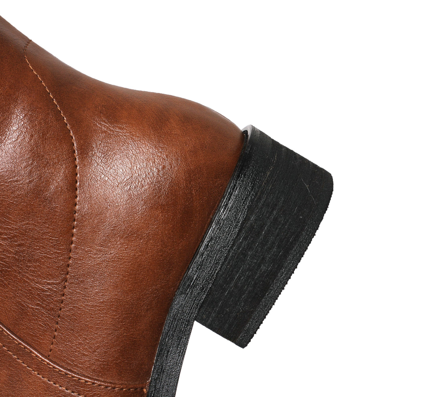 Nine Seven Women's Handmade Genuine Leather Round Toe Low Block Heel Side Zip Up Western Style Knee High Riding Boots