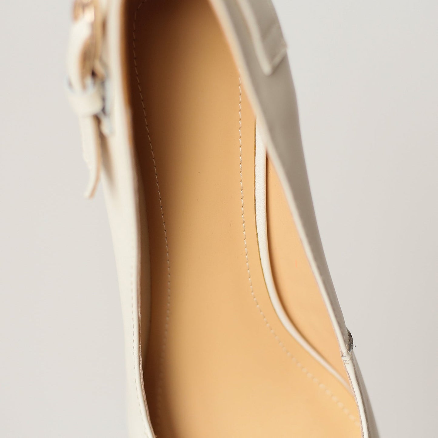 Nine Seven Genuine Leather Women's Handmade Mid Heel Metal Toe Slip On Pumps with Buckle Design