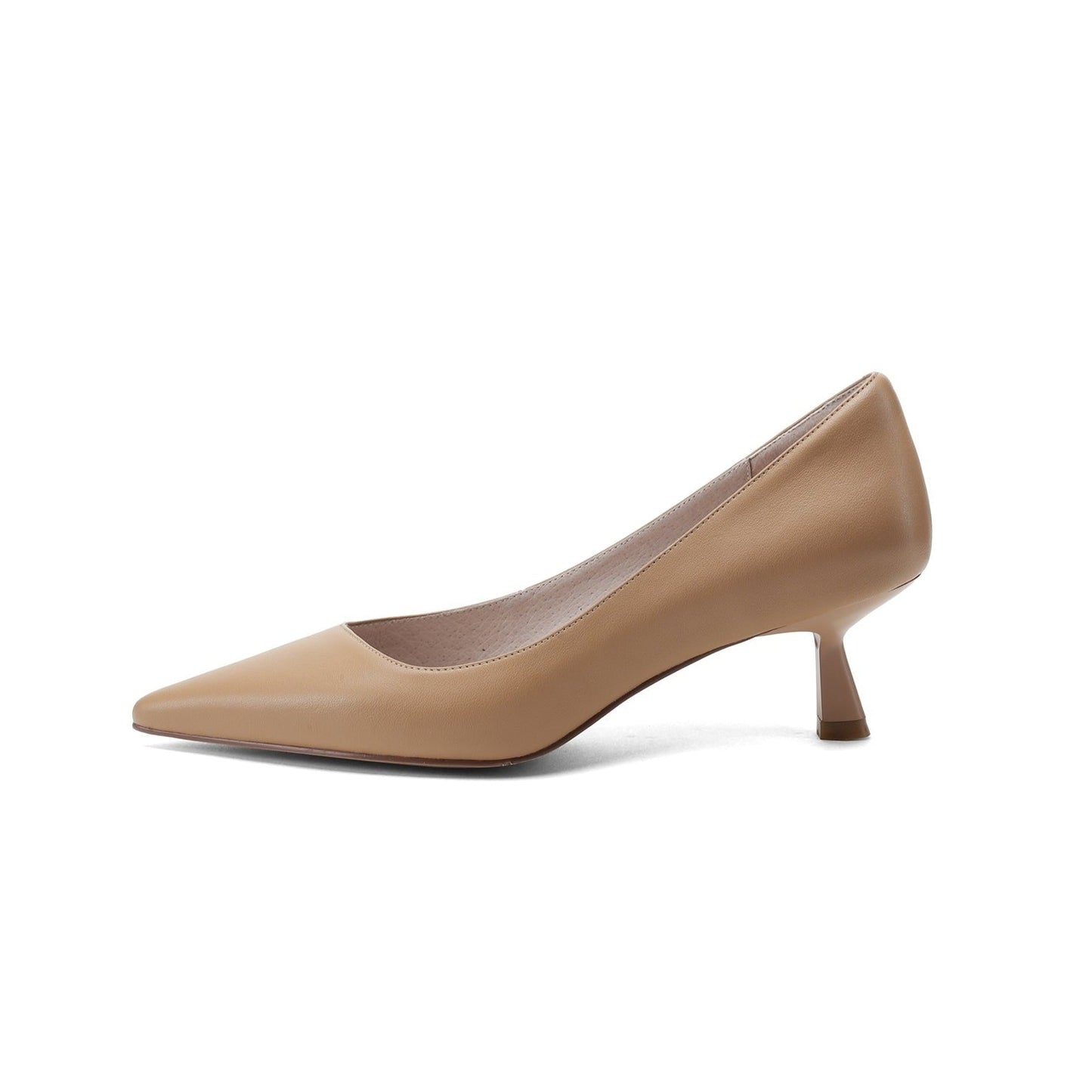 Nine Seven Handmade Genuine Leather Women's Low Heel Slip On Loafer Pumps with Pointy Toe