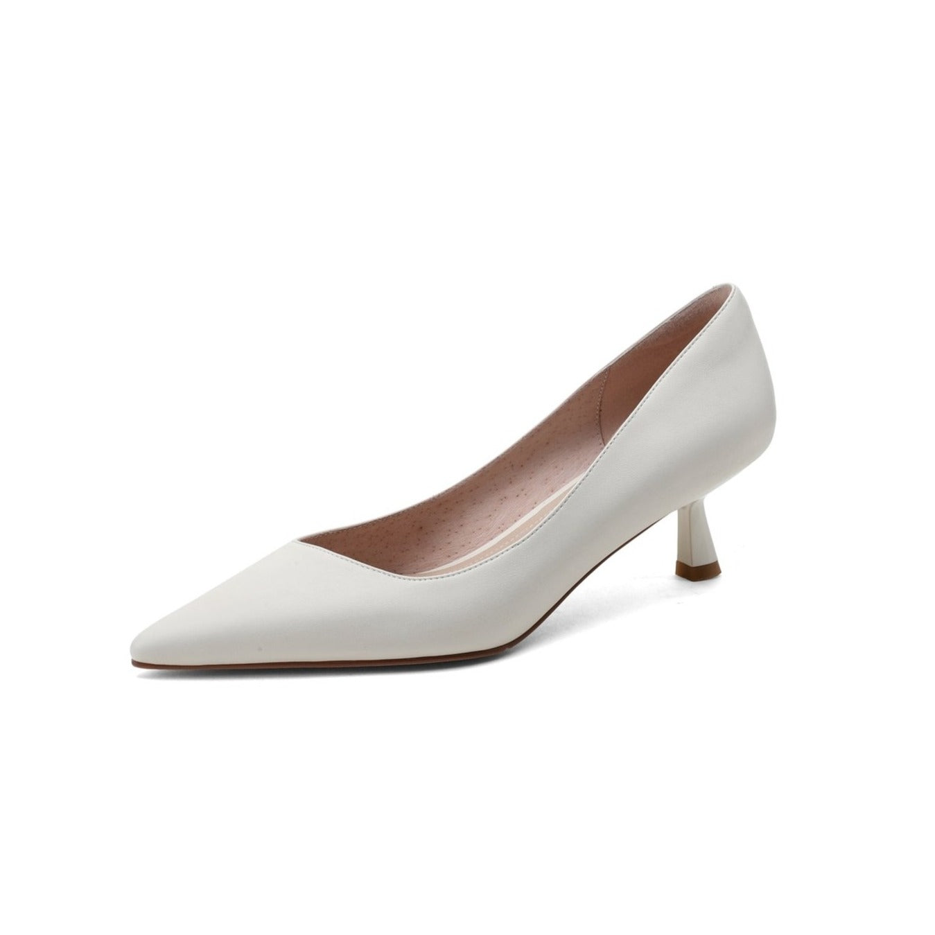 Nine Seven Handmade Genuine Leather Women's Low Heel Slip On Loafer Pumps with Pointy Toe