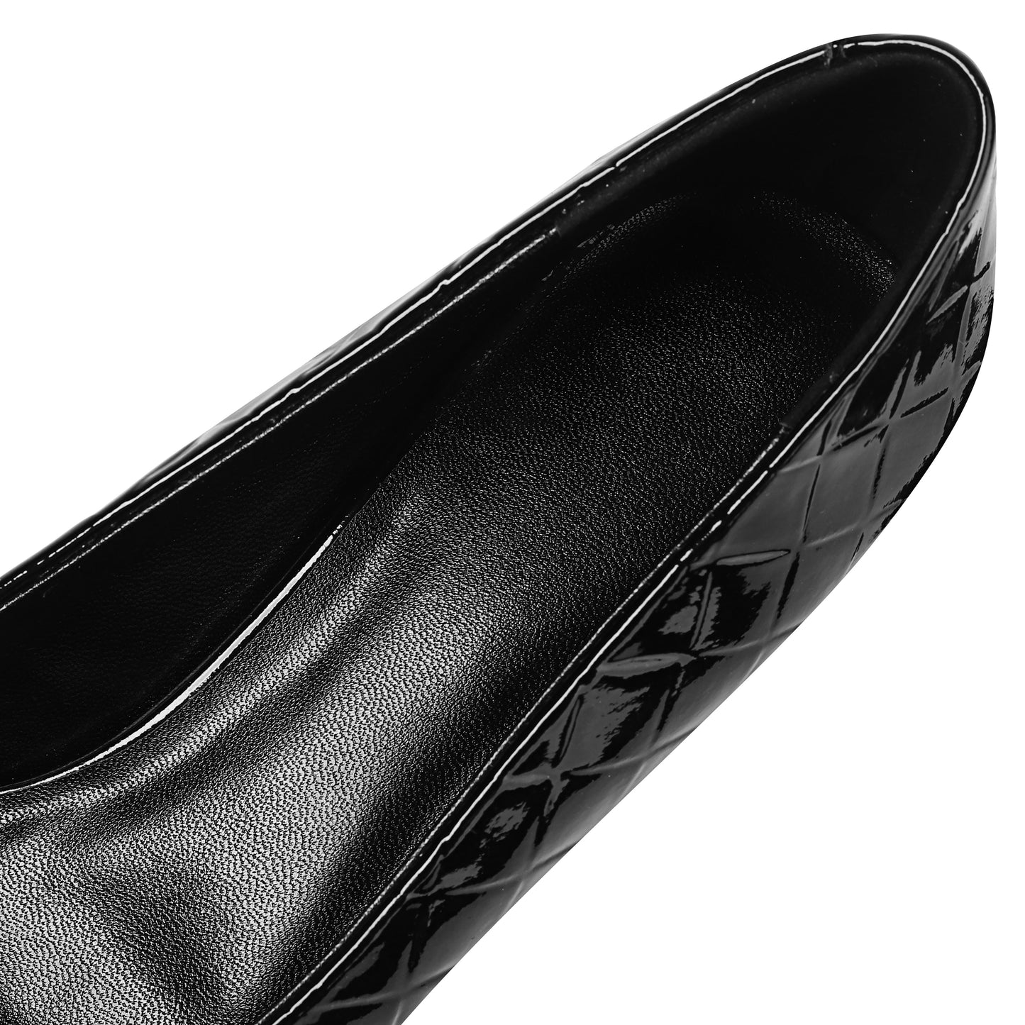 Nine Seven Women's Patent Leather Pointed Toe Handmade Low Chunky Heel Fashion Loafer Shoes with Buckle