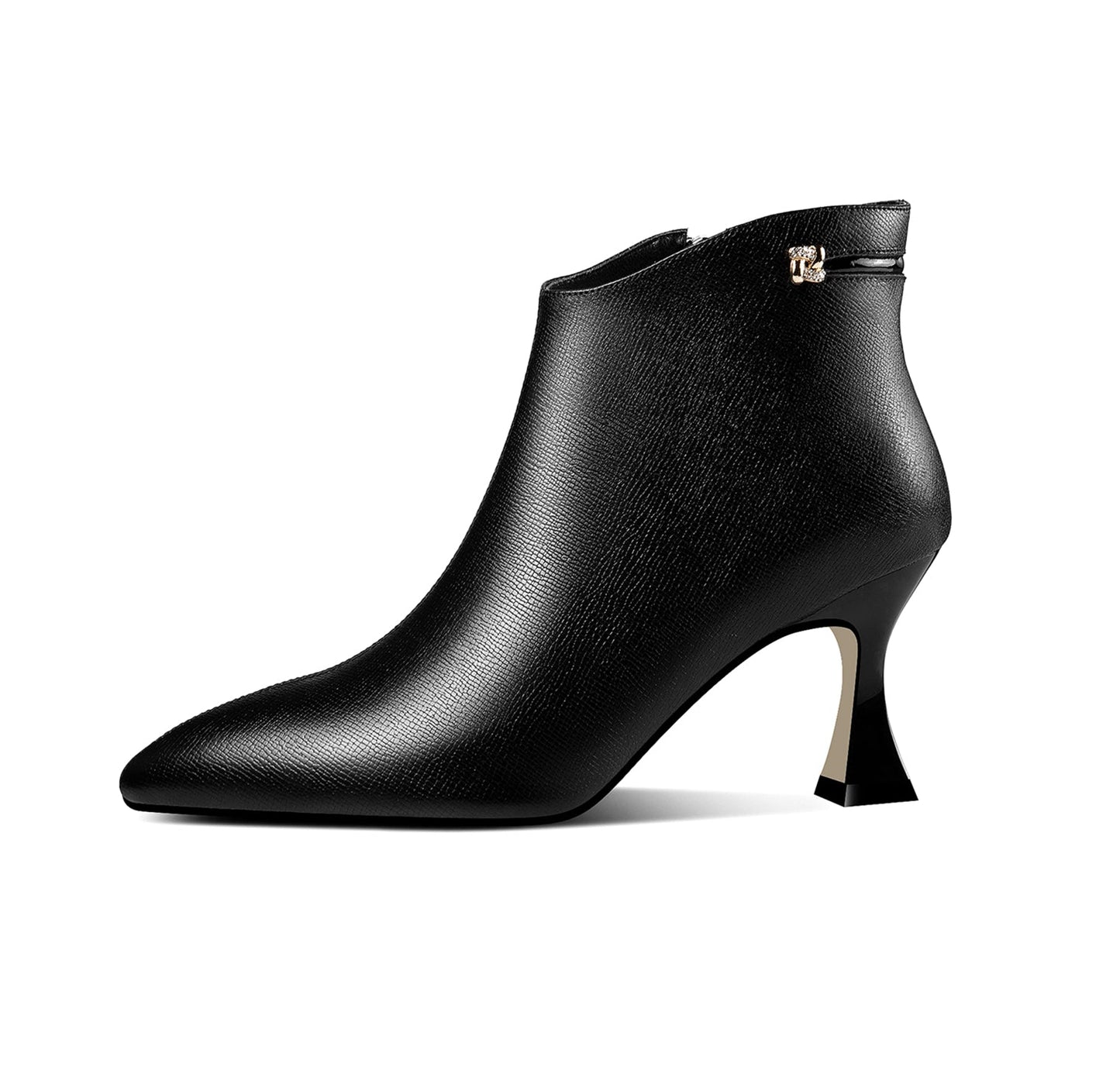 Nine Seven Women's Handmade Genuine Leather Side Zip Up High Heel Pointed Toe Ankle Dressy Booties