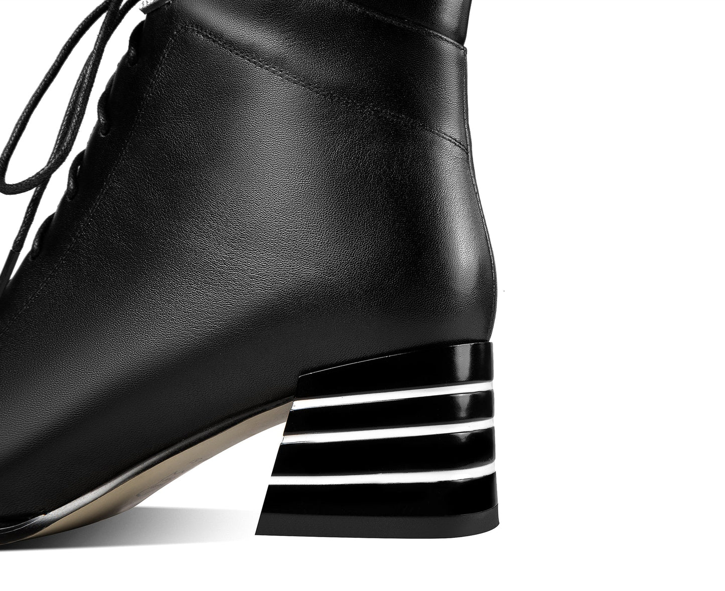 Nine Seven Handmade Women's Genuine Leather Side Zip Up Block Heel Front Band Ankle Booties