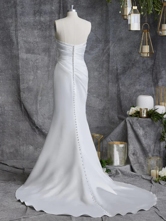 Nine Seven Satin Strapless Tube Top Ruffle Sheath Wedding Dress Customization