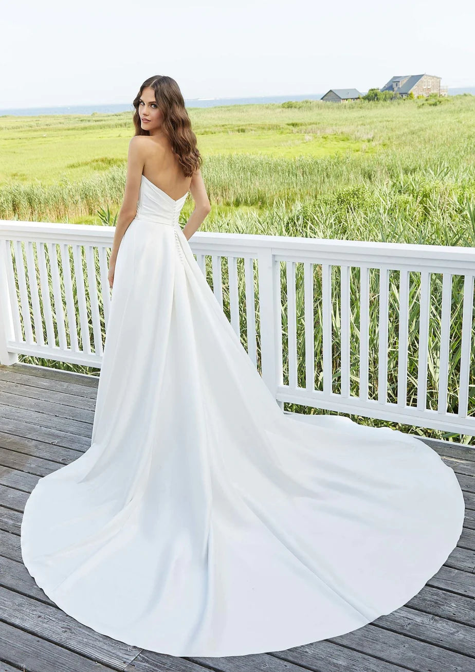 Nine Seven Tube Top Sweetheart Neckline Strapless Pleated Side Slit A-Line Bridal Wedding Dress Customization