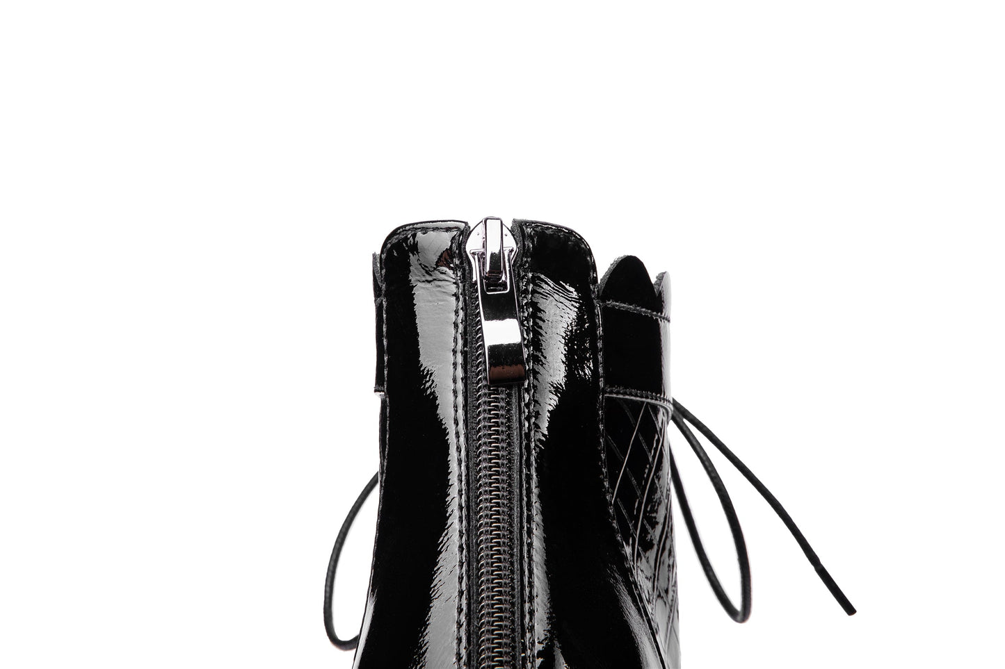 Nine Seven Women's Glossy Patent Leather Handmade Colorful Crystal Mid Chunky Heel Round Toe Back Zipper Ankle Boots with Selftie