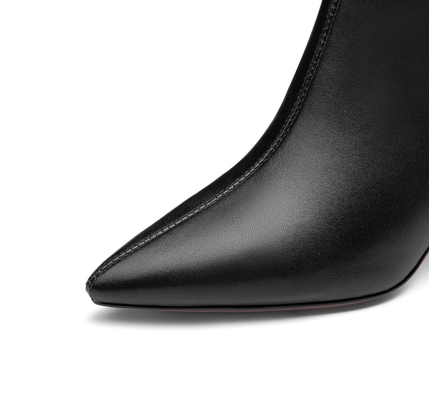 Nine Seven Women's Genuine Leather Handmade Comfortable Mid Block Heel Pointed Toe Side Zip Up Dressing Boots with Bowtie Decor