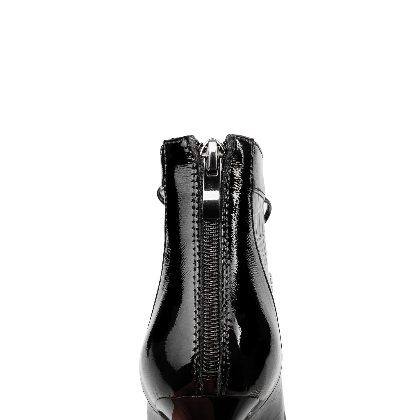 Nine Seven Women's Handmade Patent Leather Pointed Toe Sexy High Spool Heel Zip Up Plus-Size Ankle Booties with Bowtie