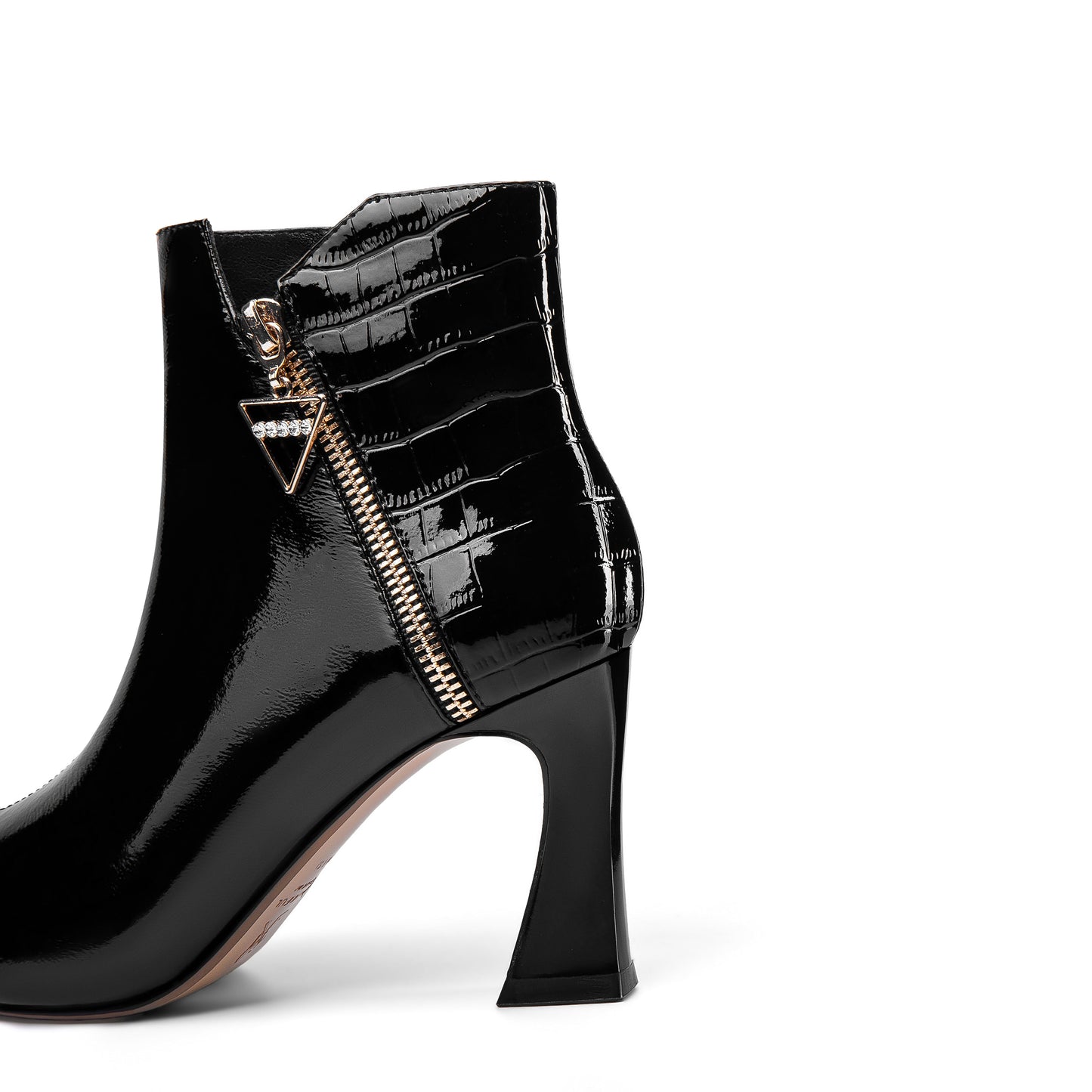 Nine Seven Women's Handmade Patent Leather Pointed Toe High Heel Side Zip Up Glossy Plus Size Ankle Booties