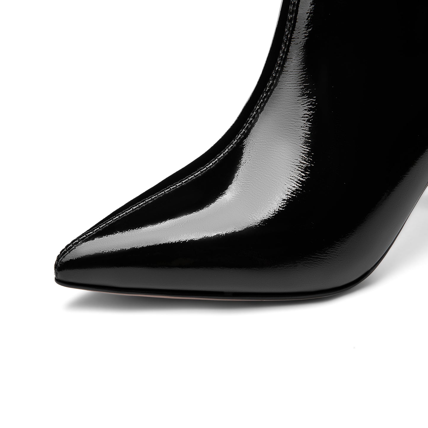 Nine Seven Women's Handmade Patent Leather Pointed Toe High Heel Side Zip Up Glossy Plus Size Ankle Booties