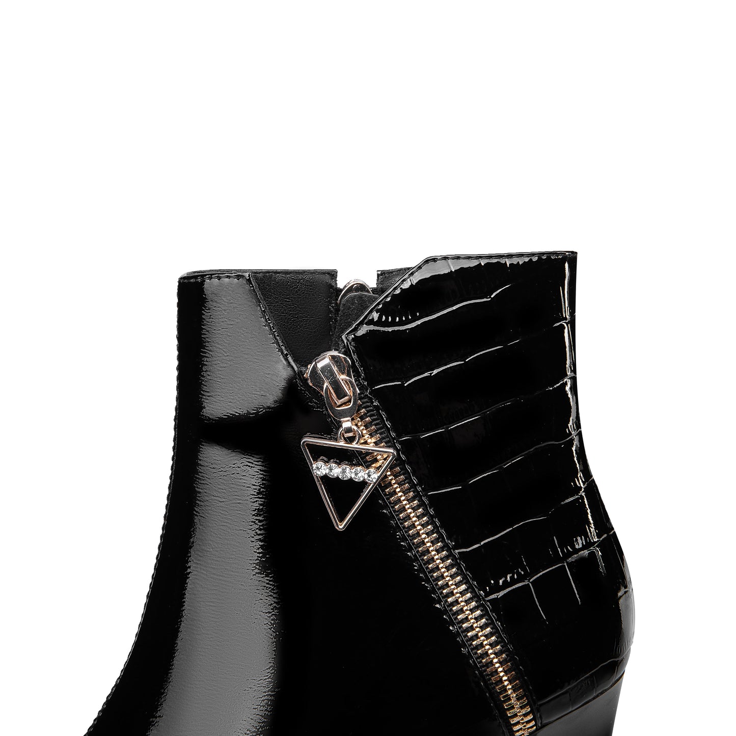 Nine Seven Women's Handmade Patent Leather Pointed Toe High Heel Side Zip Up Glossy Plus Size Ankle Booties