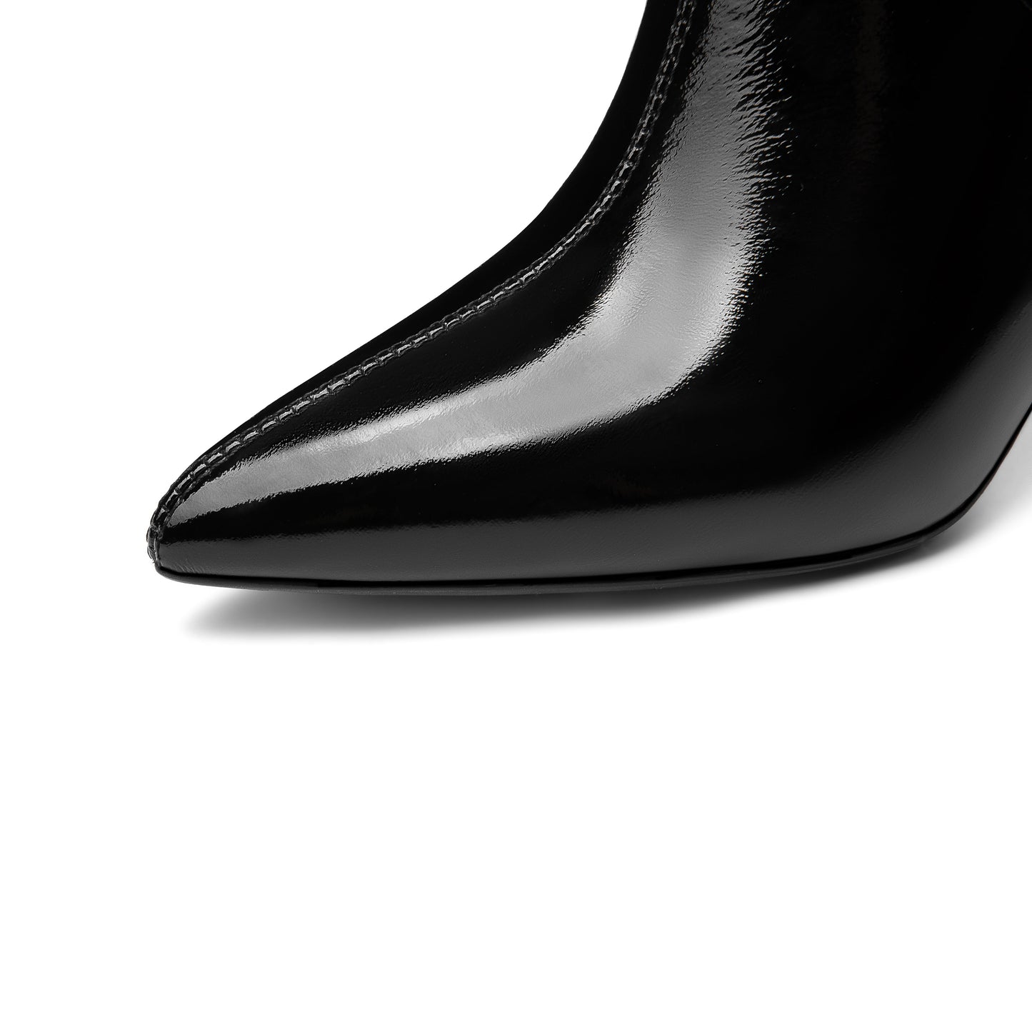 Nine Seven Women's Patent Leather Handmade Pointed Toe Side Zip Elegant High Chunky Heel Pumps with Cute Bow