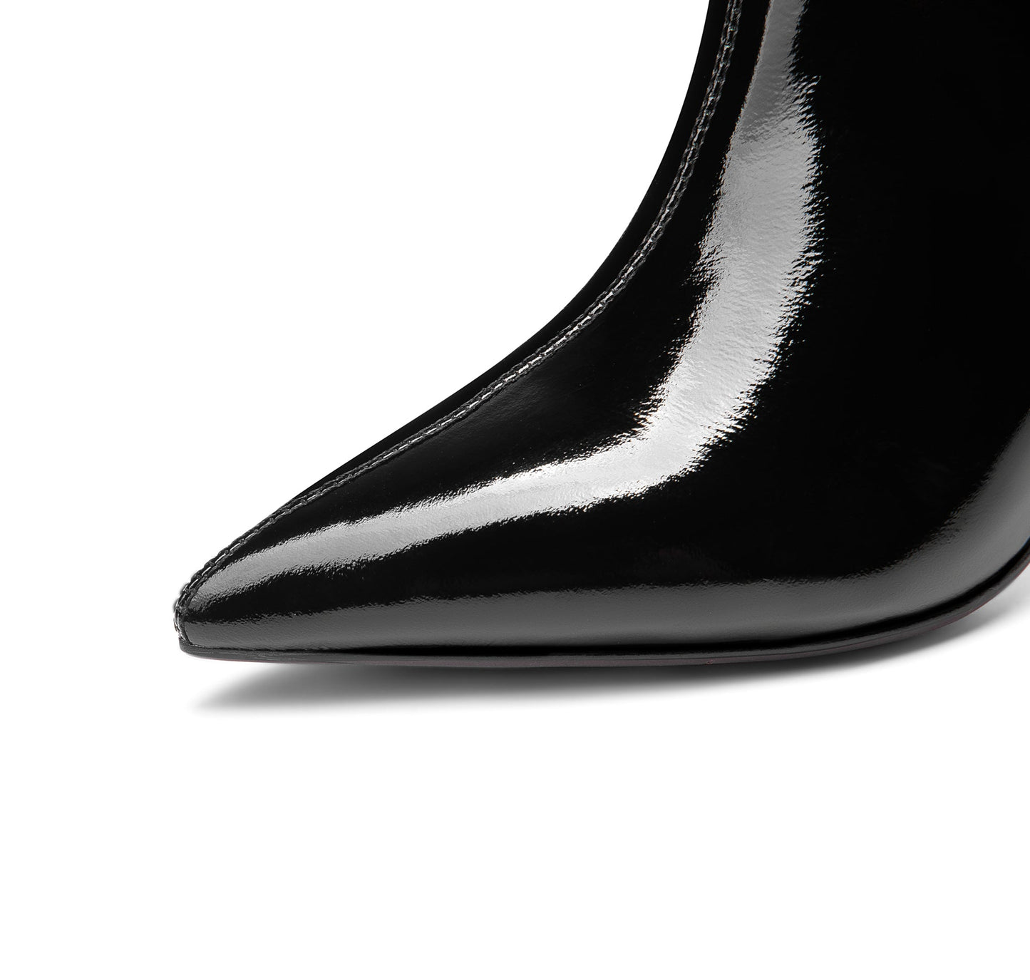 Nine Seven Women's Handmade Patent Leather Pointed Toe Sexy High Heel Side Zip Up Plus-Size Ankle Booties with Glitter Rhinestone Buckle