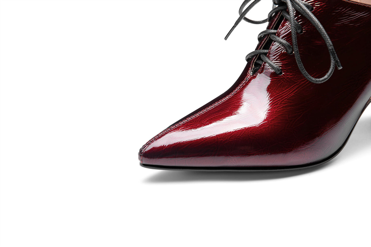 Nine Seven Women's Patent Leather Pointed Toe Handmade Selftie Mid Chunky Heel Casual Pumps Shoes