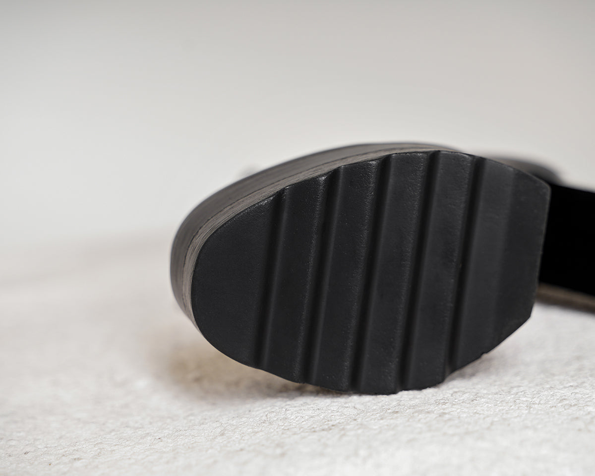 Nine Seven Genuine Leather Round Toe Handmade Lace Up Side Zipper High Chunky Heel Women's Cool Ankle Boots with Platform