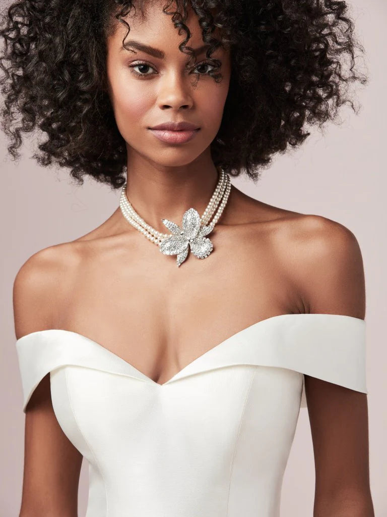 Nine Seven Off Shoulder Button Ivory White Mermaid Bohemian Wedding Dress Customization