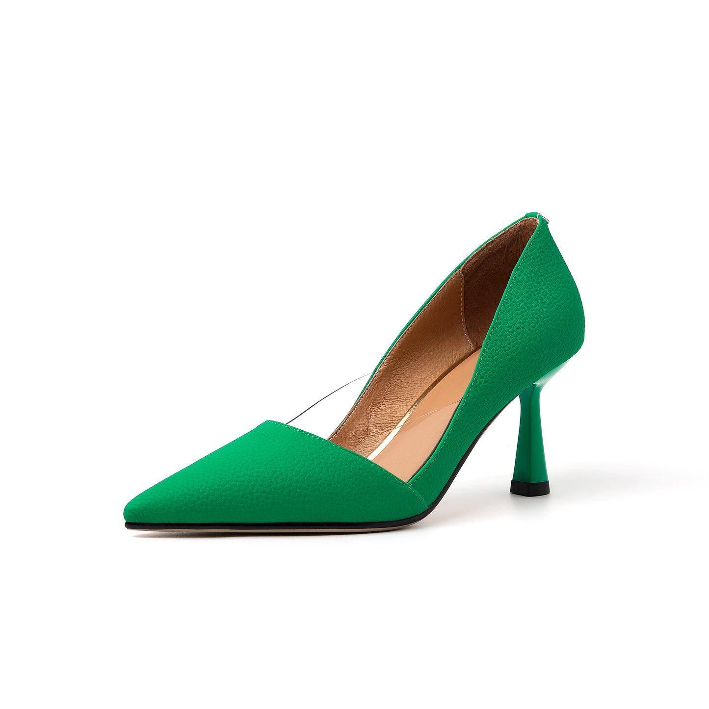 Nine Seven Genuine Leather Women's Handmade Pointy Toe Kitten Heel Slip On Loafer Pumps