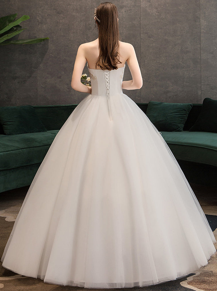 Nine Seven  Bridal Sleeveless Sweetheart Lace Up A-Line Floor Train Wedding Dress