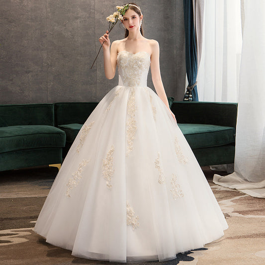 Nine Seven  Bridal Sleeveless Sweetheart Lace Up A-Line Floor Train Wedding Dress