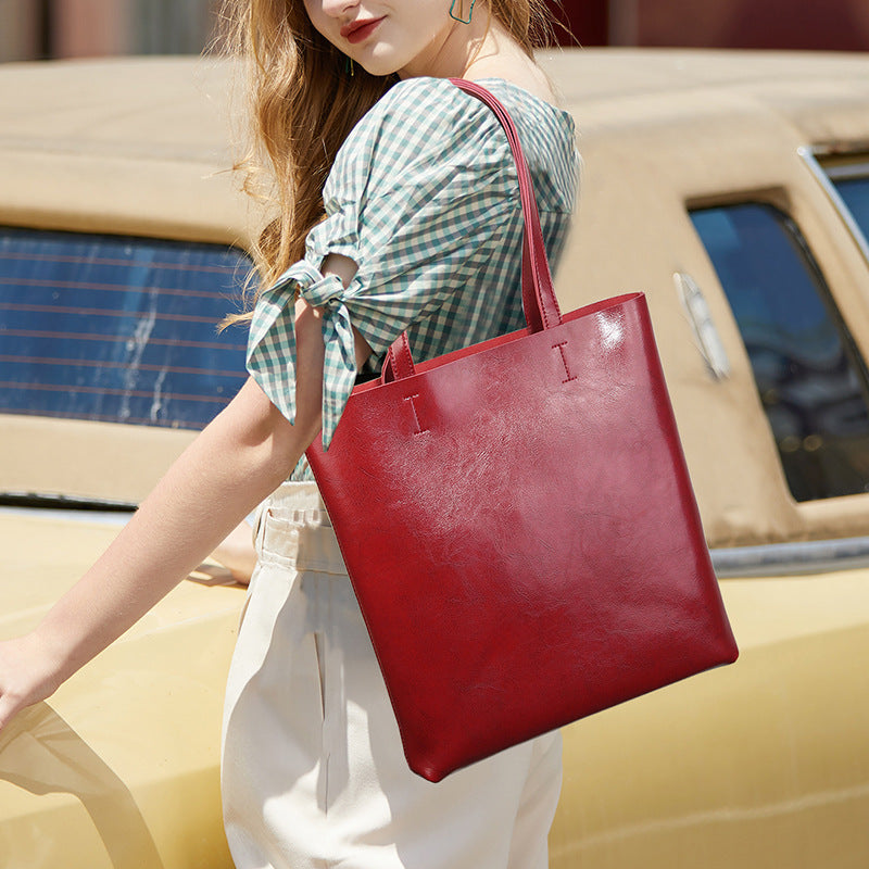 Nine Seven Genuine Leather Over the Shoulder Bags for Women Handmade Zip Up Large Capacity Bag