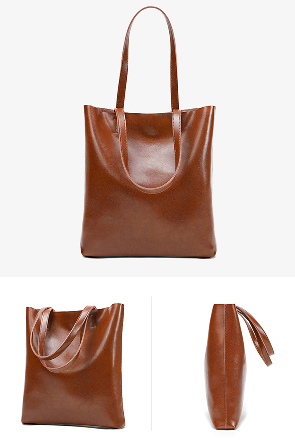 Nine Seven Genuine Leather Over the Shoulder Bags for Women Handmade Zip Up Large Capacity Bag