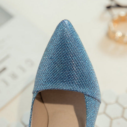 Nine Seven Women's Handmade Pointed Toe Glitter Stiletto Heel Weeding Pumps Shoes