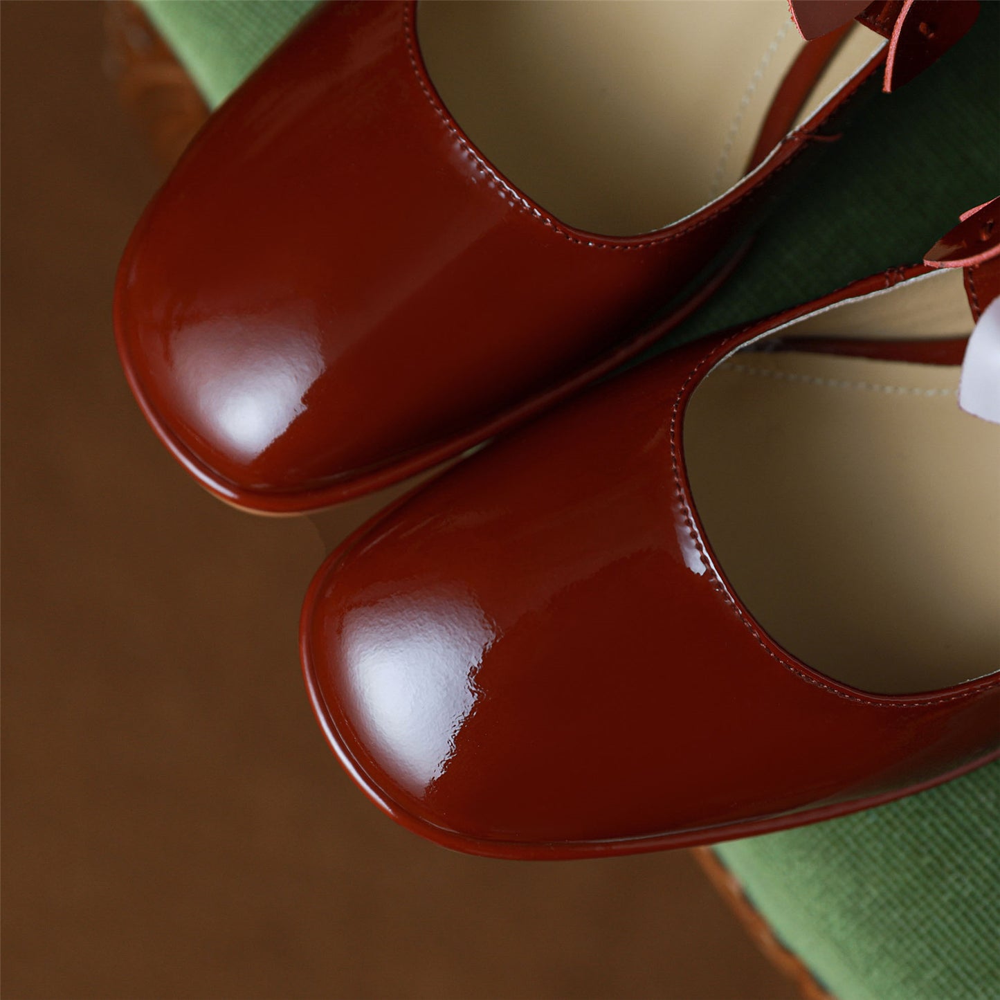 Nine Seven Women's Patent Leather Handmade Chunky Heel Slip On Loafer Mary Jane Pumps with Hearts Decor